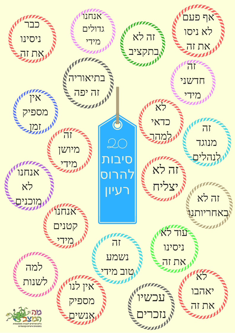 20 סיבות לחסום רעיון , מה עושים עם רעיון חדש